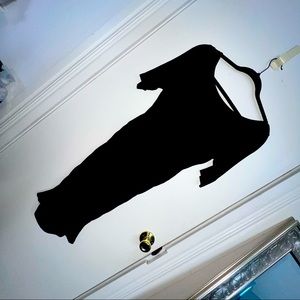 Three Dots Ruched Form Fitting Sexy Little Black Dress L